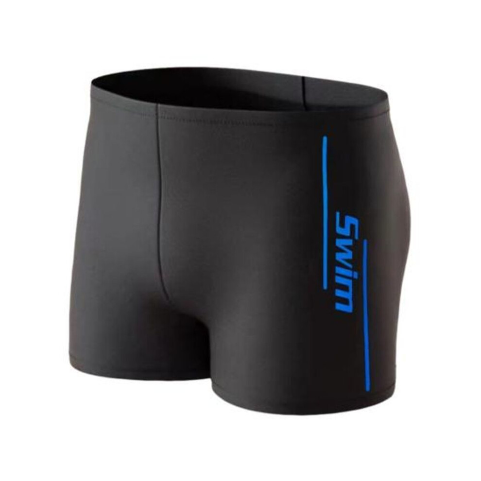 (dark blue, L) Men's Elastic Swim Trunks Quick-dry Anti-embarrassment Beach Shorts U-shaped Crotch Drawstring Waist Boxer Shorts For Water Sports Surfing