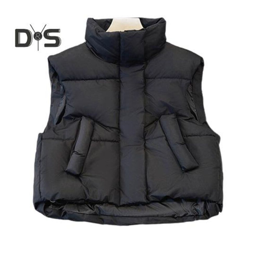 (black, M) Winter Women Coat Stand Collar Zipper Closure Long Sleeves Pure Color Windproof Heat Retention Padded Down Coat Men Slim Fit Outdoor Jacket