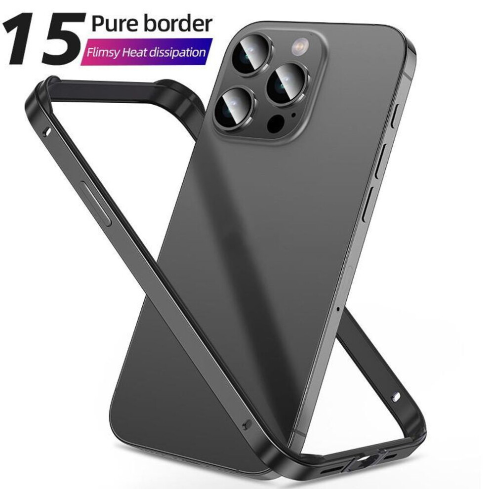 (ash black, iPhone 12 Pro) Aluminum Alloy Pure Frame Phone Case For Iphone 16 Pro Max 15 14 13 12 11 X Xs Xr Shockproof Inside Silicone Anti-fall Corners Bumper Cover