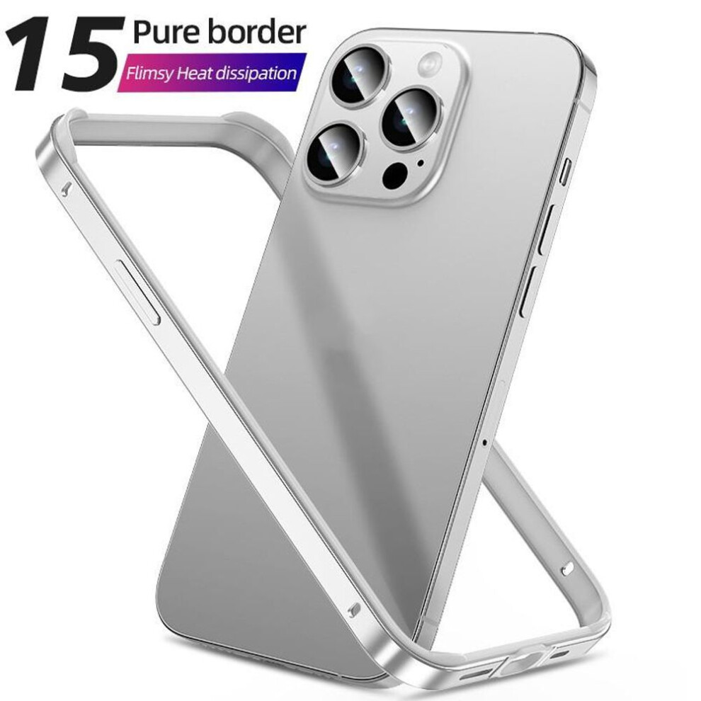 (antique silver, iPhone XR) Aluminum Alloy Pure Frame Phone Case For Iphone 16 Pro Max 15 14 13 12 11 X Xs Xr Shockproof Inside Silicone Anti-fall Corners Bumper Cover