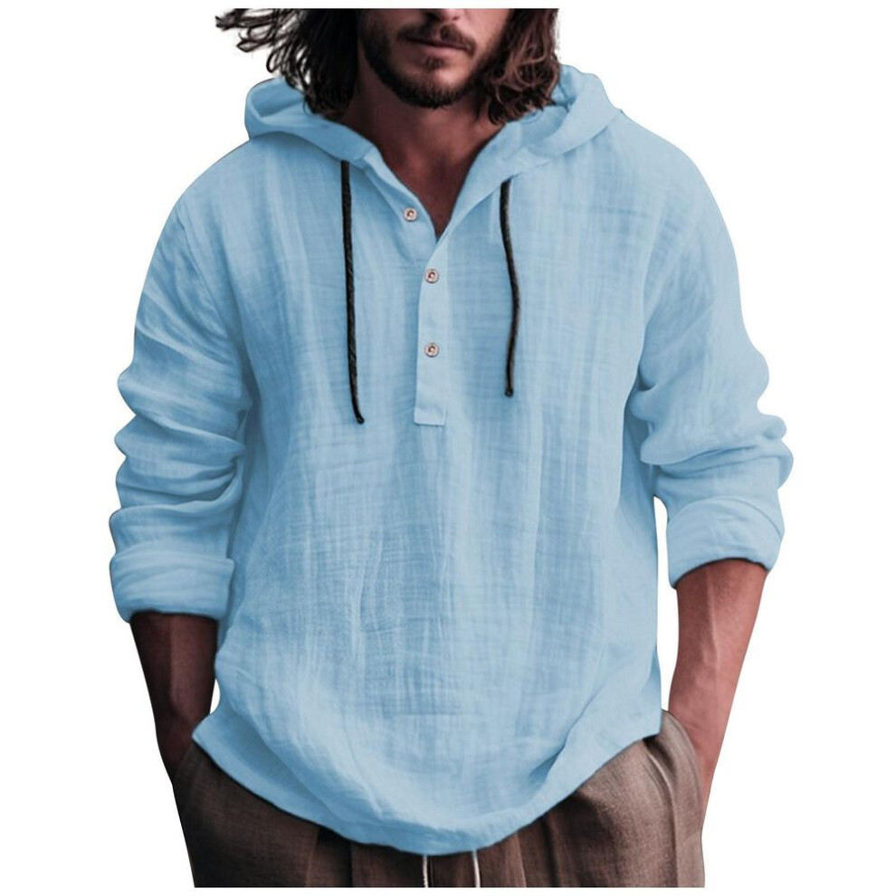 (S, as the picture) Men's Summer New Loose Print Long Sleeve Shirt Cardigan Beach Shirt