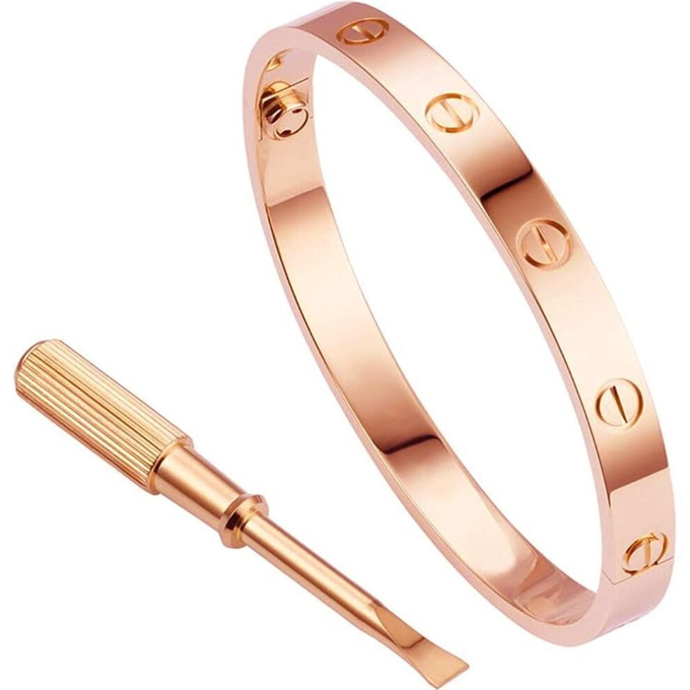 (rose gold, One Size) Love Series Bracelet Bangle Screw Design Hinge Stainless Steel Jewelry
