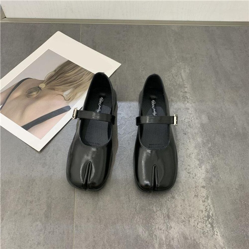 (black, 35) Spring Women Sandals Split Toe Mary Jane Flats Ladies Pumps Female Retro Vintage Girl Daily Shoes