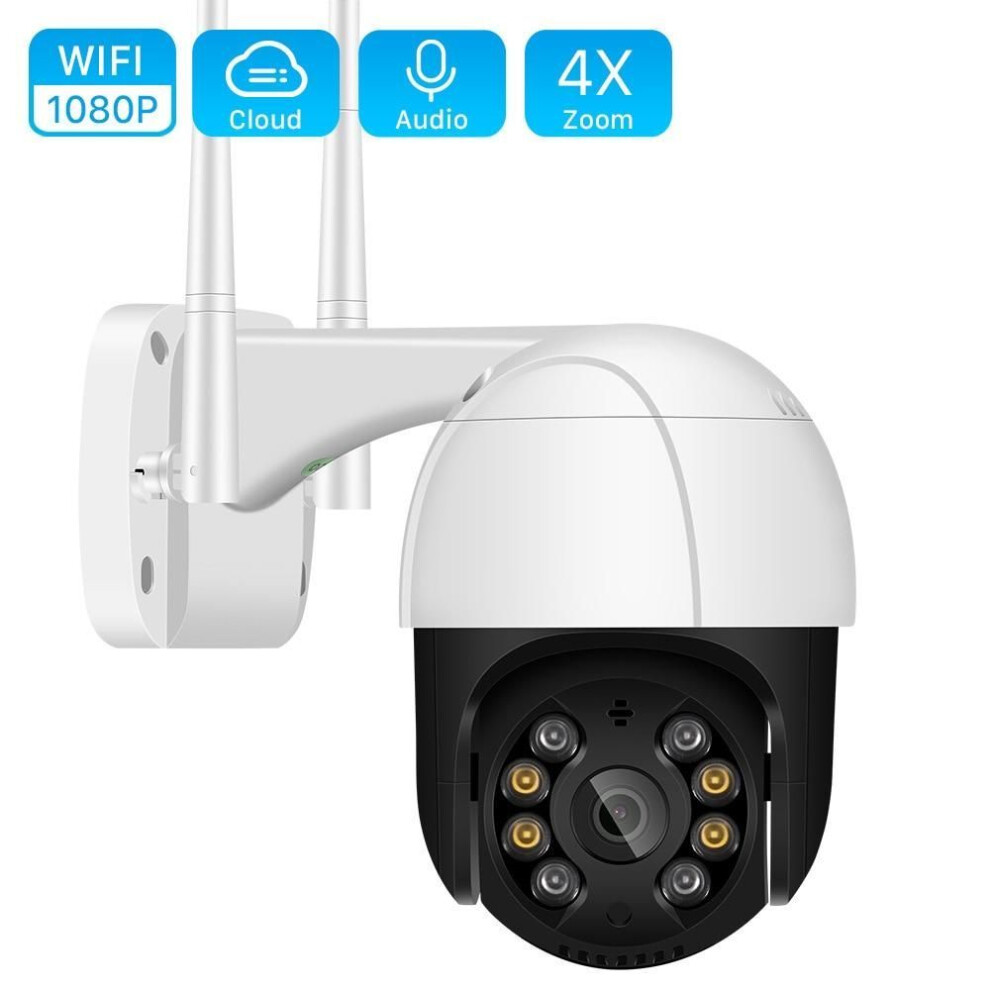 (as the picture, 1080p US plug) Wifi Ip Camera Outdoor 4x Digital Zoom Ai Human Detect H.265 P2p Audio 2mp 3mp Security Cctv Camera Wireless 1080p Ptz Cameras