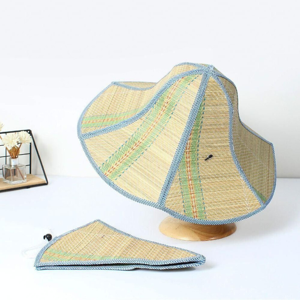 (blue, 37cm) Spring Summer Foldable Anti-uv Wide Brim Sunshade Hats Beach Cap Fisherman Cap Sun Hat Straw Hat
