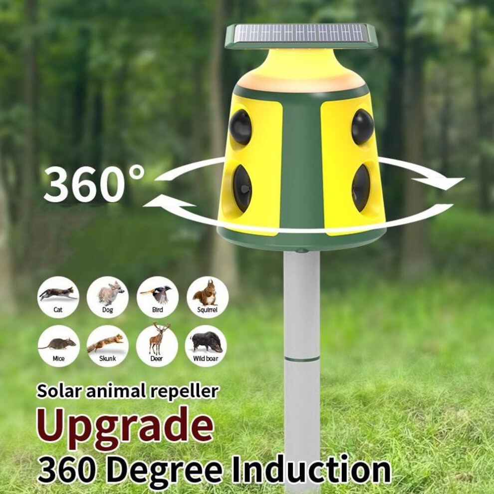 Animal Repellent Outdoor,360-degree No Dead Angle Driving,ultrasonic Alarm Sound For Cat/birds/deer/skunk/rat/squirrel
