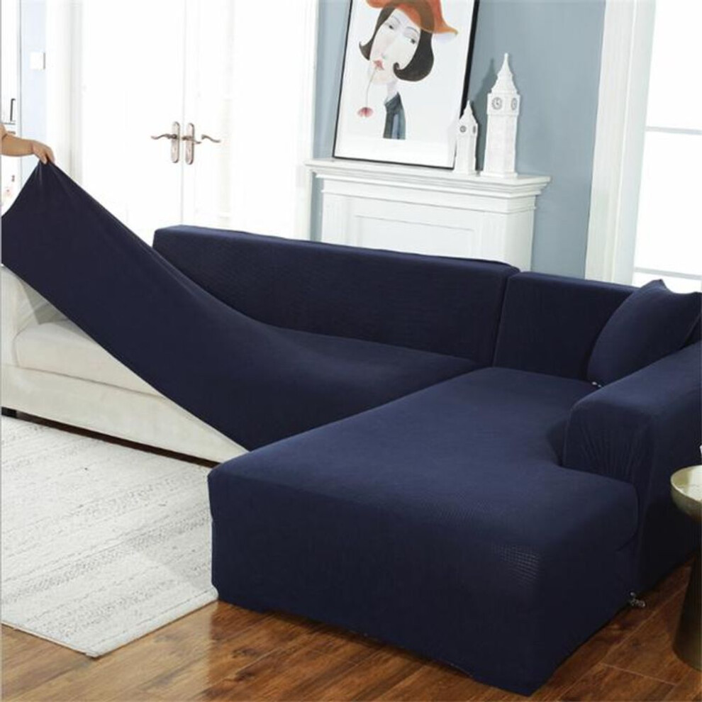 (navy blue, Large(190-230cm)1pc) Sofa Cover For Living Room Thick Elastic Polar Fleece Cover For Sofa Couch Armchair L Shaped Corner Sofa Cover
