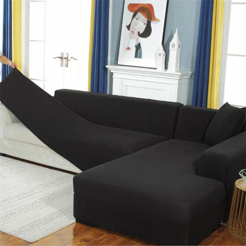 (black, Medium(145-185cm)1pc) Sofa Cover For Living Room Thick Elastic Polar Fleece Cover For Sofa Couch Armchair L Shaped Corner Sofa Cover