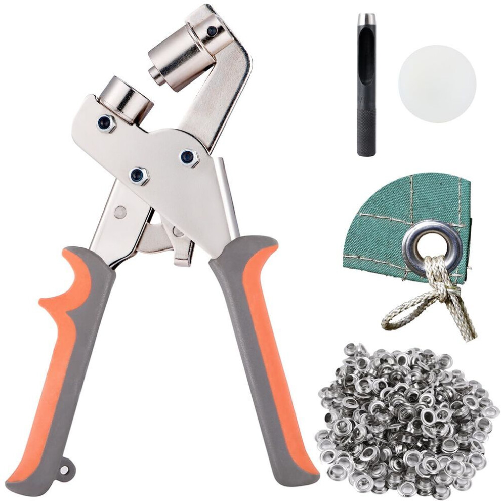 Grommet Tool Kit 3/8 Inch Heavy Duty Eyelet Press Pliers 10mm Manual Handheld Punching Machine With 500pcs Grommets