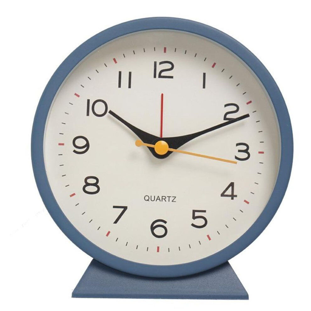 (Blue) Analog Metal Retro Alarm Clock Snooze Silent No Ticking Desk Clock With Nightlight,Table Clock For Kids Bedroom Blue