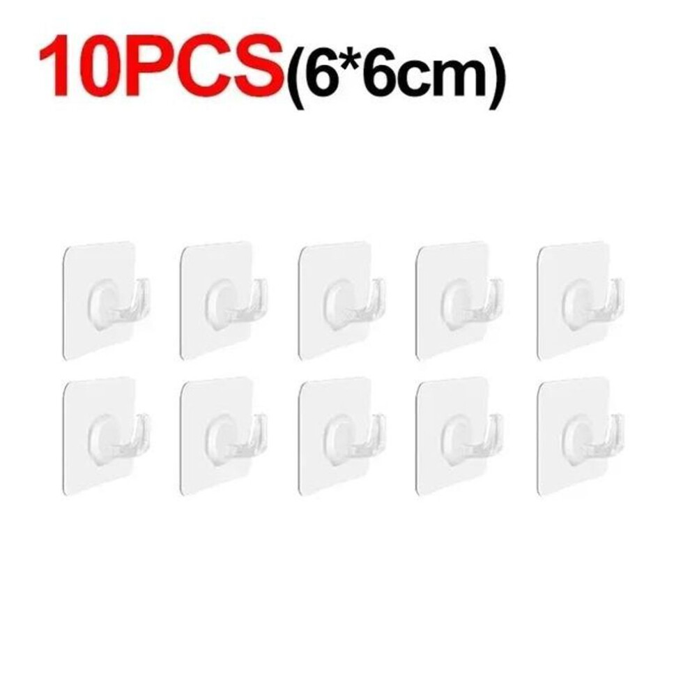(as the picture, 10PCS) 5-50pcs Transparent Self Adhesive Hooks Door Wall Mounted Hanger Hook Suction Heavy Load Rack Kitchen Bathroom Organizer Holder