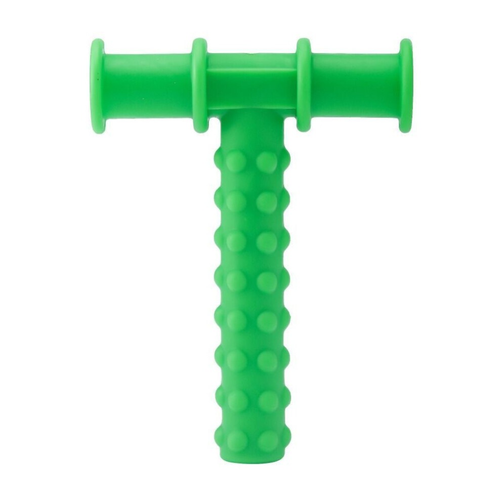 (green) T Shape Speech Therapy Teeth Massager Kids Sensory Educational Pain Relief Teething Toy  Baby