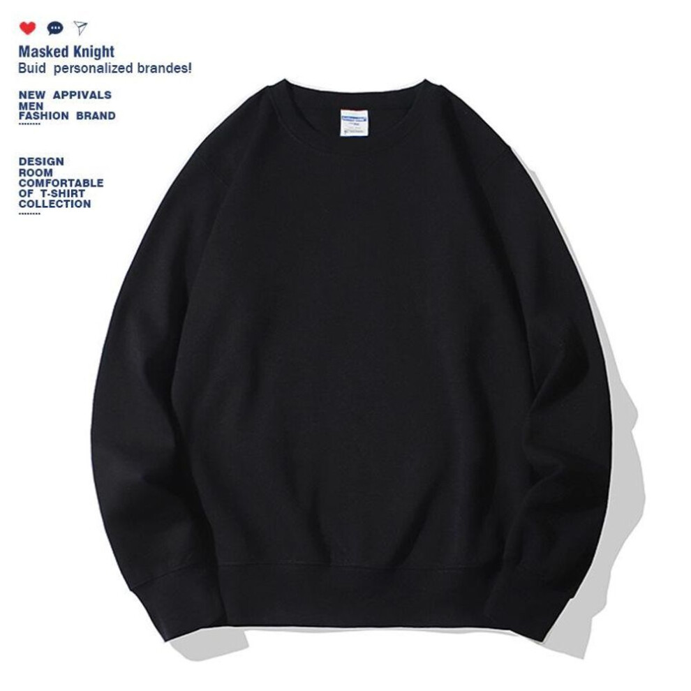 (black, 4XL) Oversized Men's Drop Shoulder Loose Casual Solid Color Round Neck Sweatshirt (fits Up To 300 Lbs)