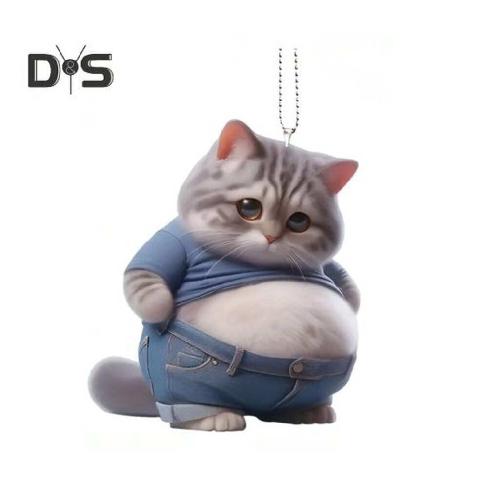 Automobile Pendant Multi-functional Suspension Big Belly Cat Design 2d Acrylic Car Pendant Backpack Charm