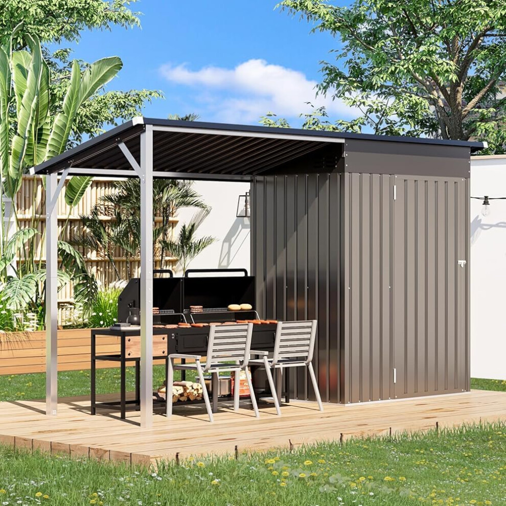(2.9x1.1m) YODOLLA Outdoor Metal Open-Sided Storage Shed