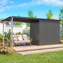 (4.2x1.3m) YODOLLA Outdoor Metal Open-Sided Storage Shed