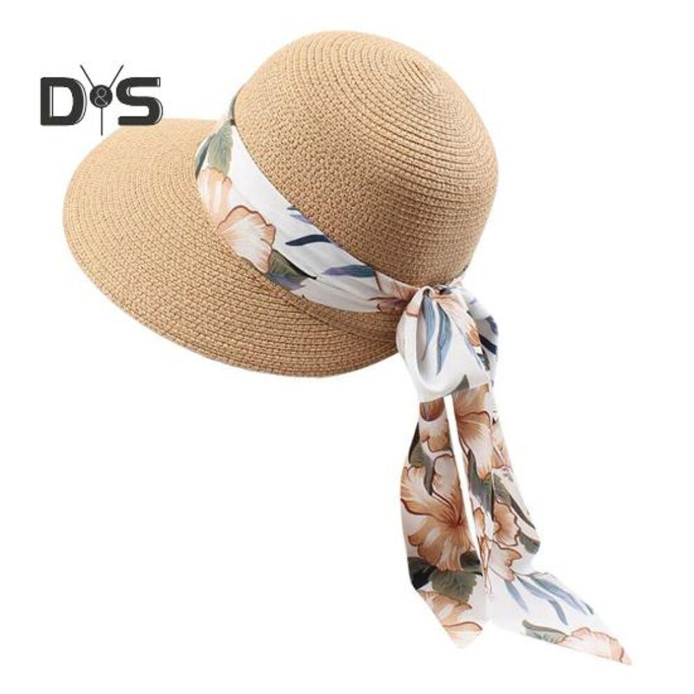 (khaki) Straw Sun Hat For Women Wide Brim Upf 50+ Uv Protection Summer Beach Hat Foldable Packable Roll Up Floppy Hat With Big Bowknot
