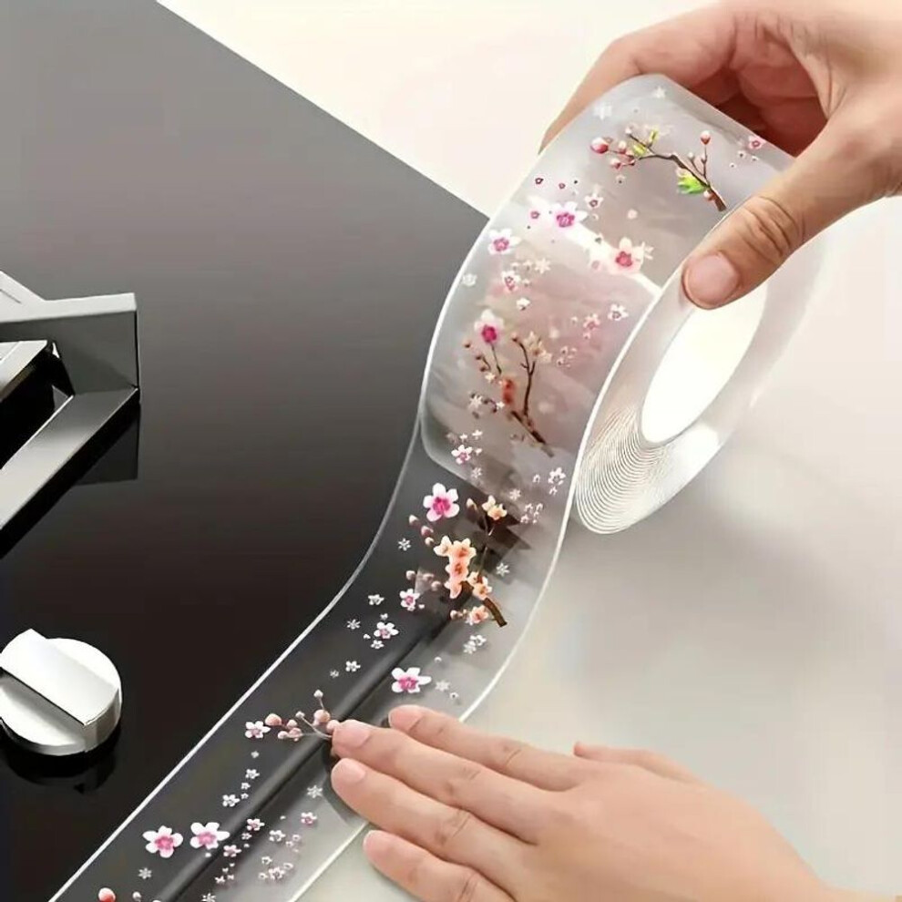 New Kitchen Bathroom Sealing Tape Waterproof Adhesive Seal Tape Stickers Mildew Toilet Seam Strip Self Transparent Printing Home Decoration