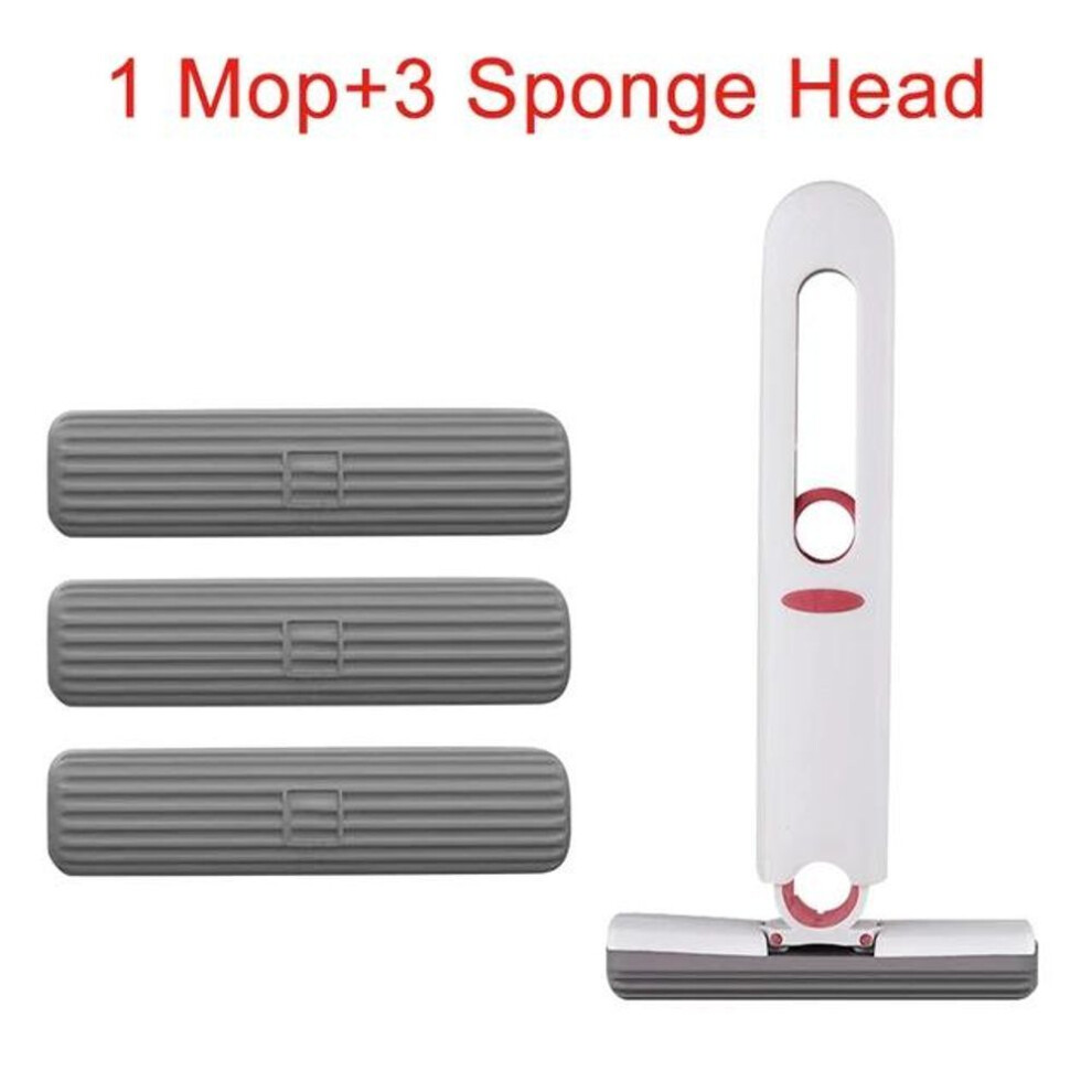 (as the picture, 1 Mop-3 extra Sponge) Powerful Squeeze Mini Mop Folding Home Cleaning Mops With Sponge Self-squeezing Floor Washing Mops Desk Window Car Clean Tools