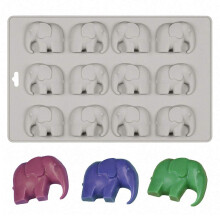 12 holtes Olifant Chocolade Snoep Siliconen Mal Gummy Fat Bomb Mold Hars Klei Mini Zeep Krijt Mold Ijsblokjesbakje Cake Koekje Bakvorm voor Baby Douc
