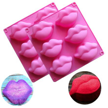 2 Pack Hot Lips Zeep Mallen 3D Sexy Rode Lippen Kusjes Collectie Siliconen Mallen Chocolade Snoep Bad Bom Lotion Bar Mold Ijsblokjesbakje Cupcake Cak