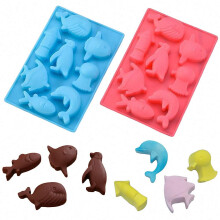 2 stuks mariene chocoladevorm onder de zee dier siliconen ijsblokjesbakken walvis vis dolfijn pingu? inktvis octopus siliconen jello snoep mini zeep