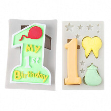 2 stks/set 1e verjaardag siliconen fondant mallen nummer 1 & melktand chocolade snoep suiker ambachtelijke mal gelukkige verjaardag handgemaakte kaar