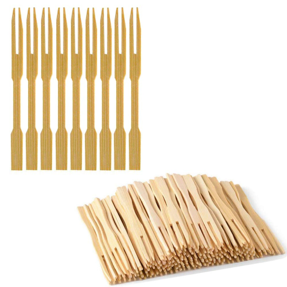 Lot de 200 fourchettes en bambou de 8,9 cm, en bois, pour ap   ritifs, mini pics alimentaires, pour f   tes, banquets, buffets, restauration et vie q