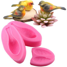 3 stks/set Kleine Vogel Cake Topper Fondant Decor 3D Bakken Chocolade Harde Snoepjes Desserts Kaarsen Drop Lijm Decor Siliconen Mal tool