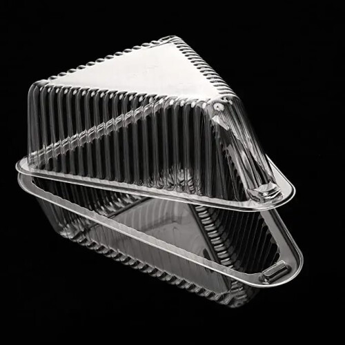 25 Cake Slice Containers with Lids | Hinged Medium Disposable Plastic Cake Containers | Clear Cheesecake Container Individual Cake Pie Slice Box 1