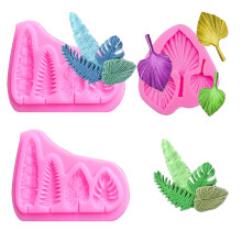 3-pack Fan Leaf-siliconenvorm Tropische bladerenvorm Fan Palmbladvorm Monstera Leaf Chocolade Fondantvorm voor chocoladesuikergoed Bakken van suikert