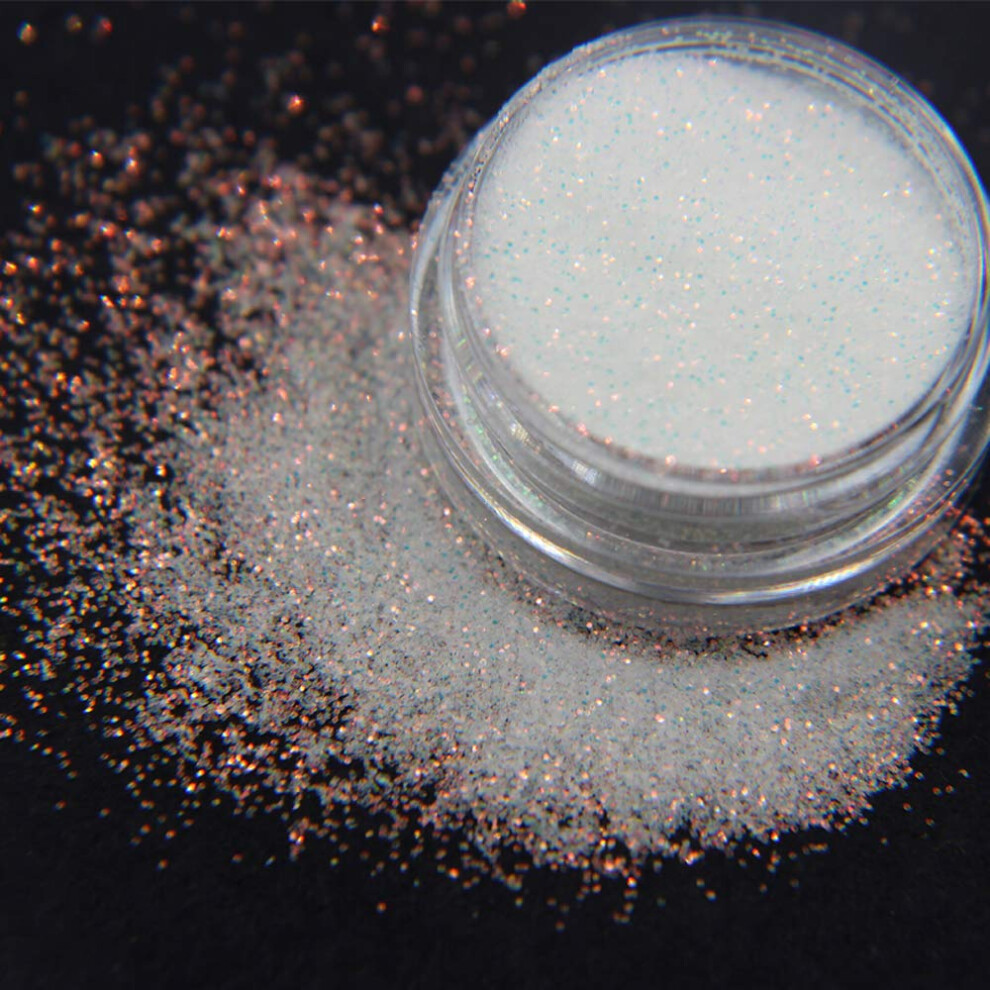 Bellecrey White 0.2Mm Shimmer Rainbow Nail Glitter Holographic Shining Sugar Nail Glitter Candy Coat Powder Sugar Coating Effect Powder Nail Pigment Powder Nail