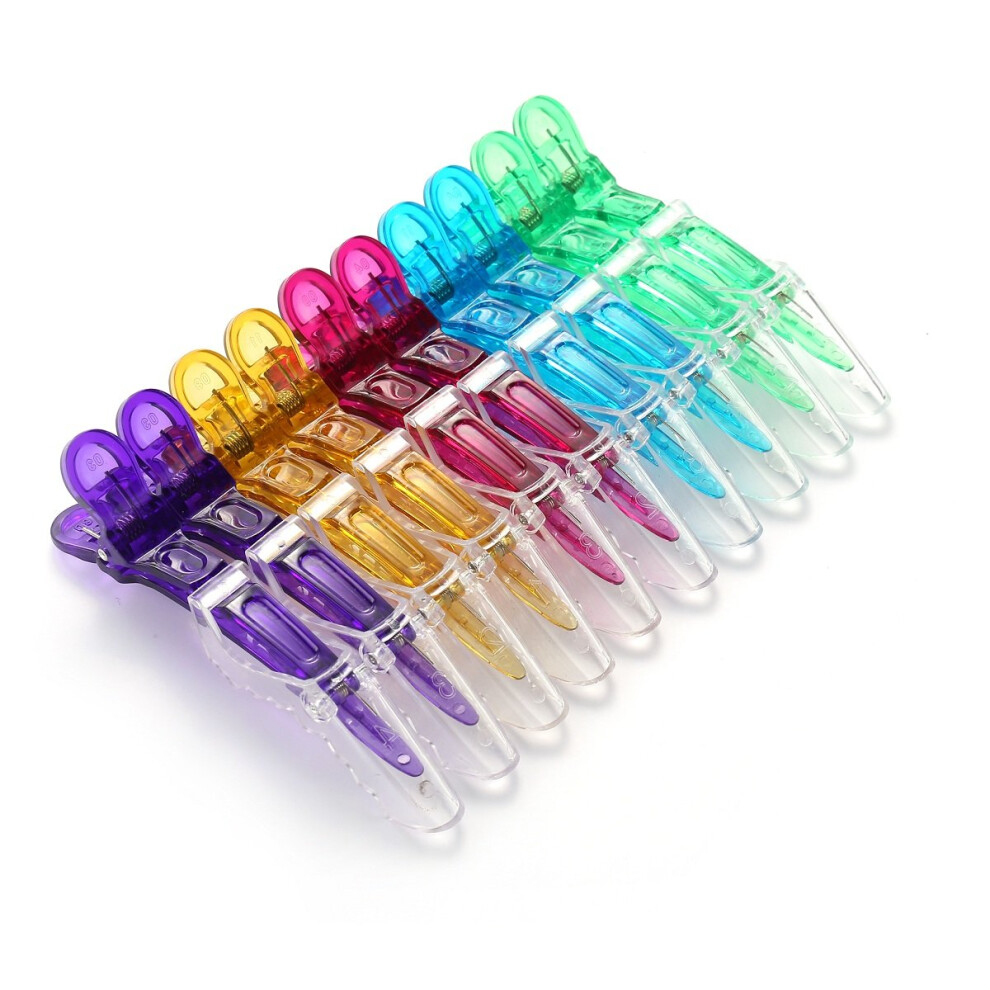 Liasun 10Pcs/Set Multicolor Croc Clips Transparent Plastic Hairdresser Clips Hair Styling Sectioning Barrettes Non Slip Alligator Clips Salon Diy Accessories