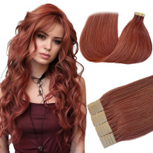 24 inch Tape In Haarverlenging 100% Echt Menselijk Haar #14 Kastanjebruin 20 stks/pak Rechte Naadloze Huid Inslag Tape Hair Extensions 70g