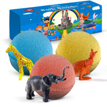 3 handgefertigte Badebomben fr Kinder mit Wildtierspielzeug im Inneren fr Jungen und Mdchen  Spielzeug in groen Gren, natrliche und siche