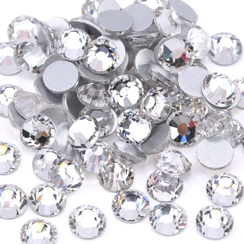 Qiipii White 1440Pcs Ss20 4.7Mm Crystal Clear Nail Flatback Rhinestones Bulk Nail Art Round K9 Glass Crystal Gems Beads Stones Diamonds Glitter Nail Charms J