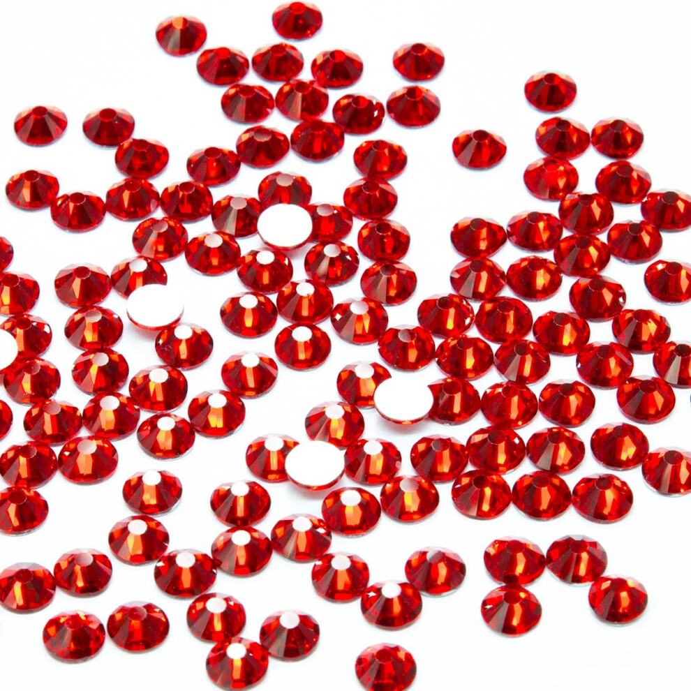 Qiipii Red 2880Pcs Ss10 2.8Mm Nail Flatback Rhinestones Bulk Nail Art Round K9 Glass Gems Beads Stones Diamonds Glitter Siam Nail Charms Round Jewels Glu