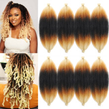 24 inch veerkrachtig Afro Twist haar 8 pakjes Marley Twist vlechthaar Pre-pluizig Spring Twist haar Afro Twist haar Marley haar voor faux locs (24 in