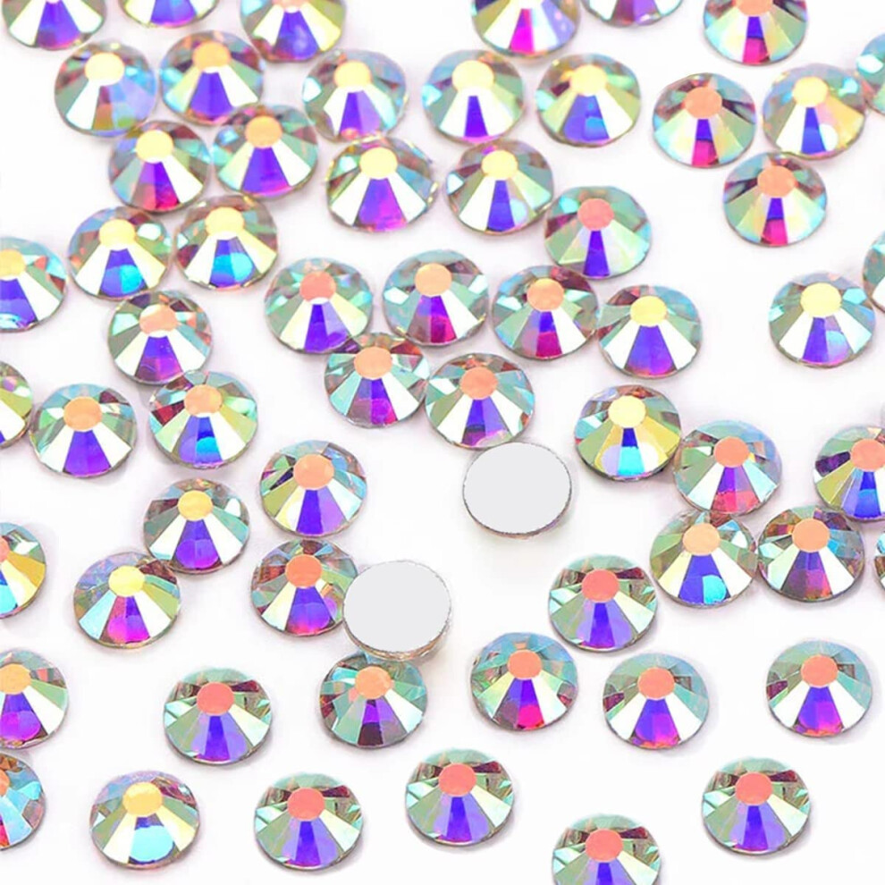Qiipii White 1440Pcs Ss16 4.0Mm Crystal Ab Flatback Rhinestones Bulk K9 Glass Crystal Ab Gems Round Beads Stones Diamonds Nail Charms Jewels Nail Art Supplie