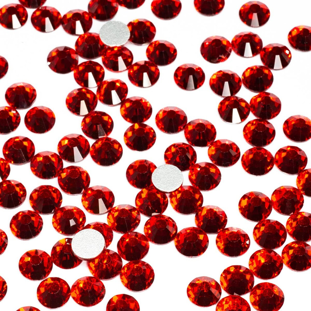 Qiipii Red 1440Pcs Ss16 4.0Mm Flatback Rhinestones Bulk K9 Glass Siam Gems Round Beads Stones Diamonds Ruby Nail Charms Jewels Nail Art Supplies Deco