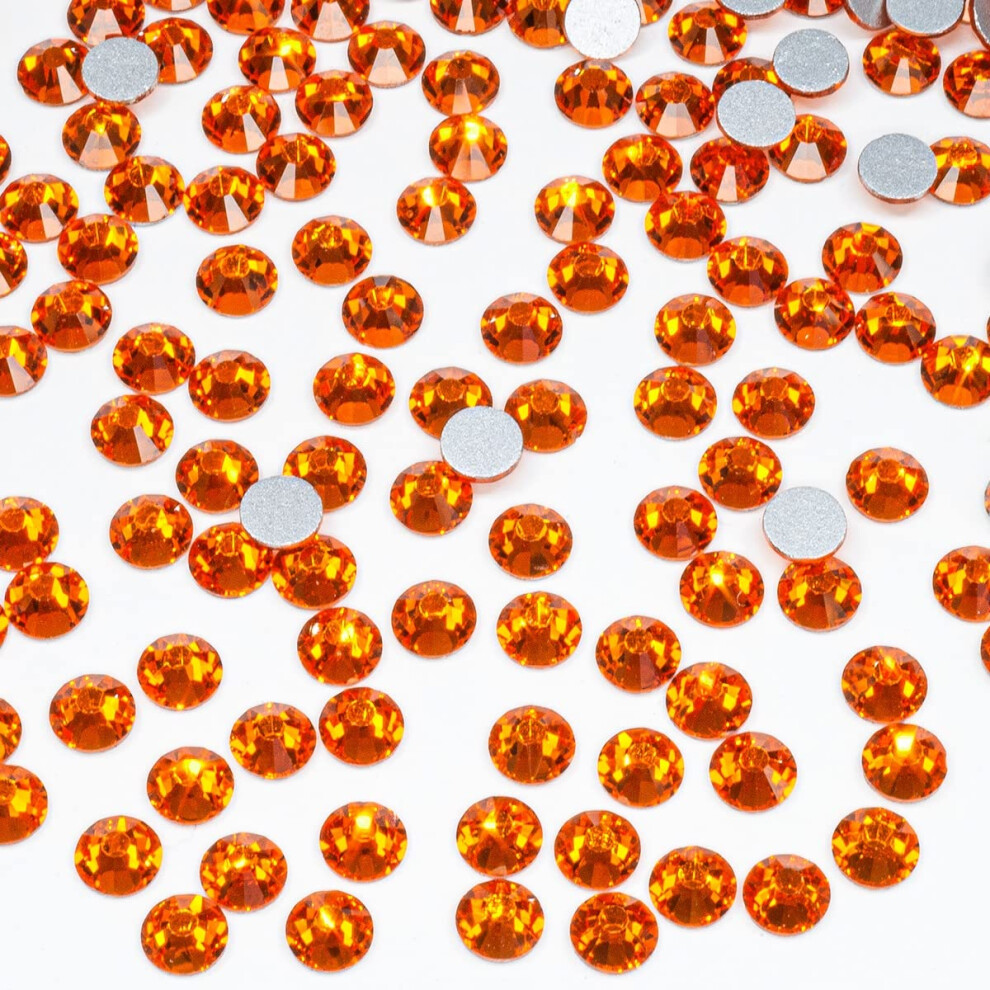 Qiipii Orange 1440Pcs Ss16 4.0Mm Flatback Rhinestones Bulk K9 Glass Hyacinth Gems Round Beads Stones Diamonds Nail Charms Jewels Nail Art Supplies Dec