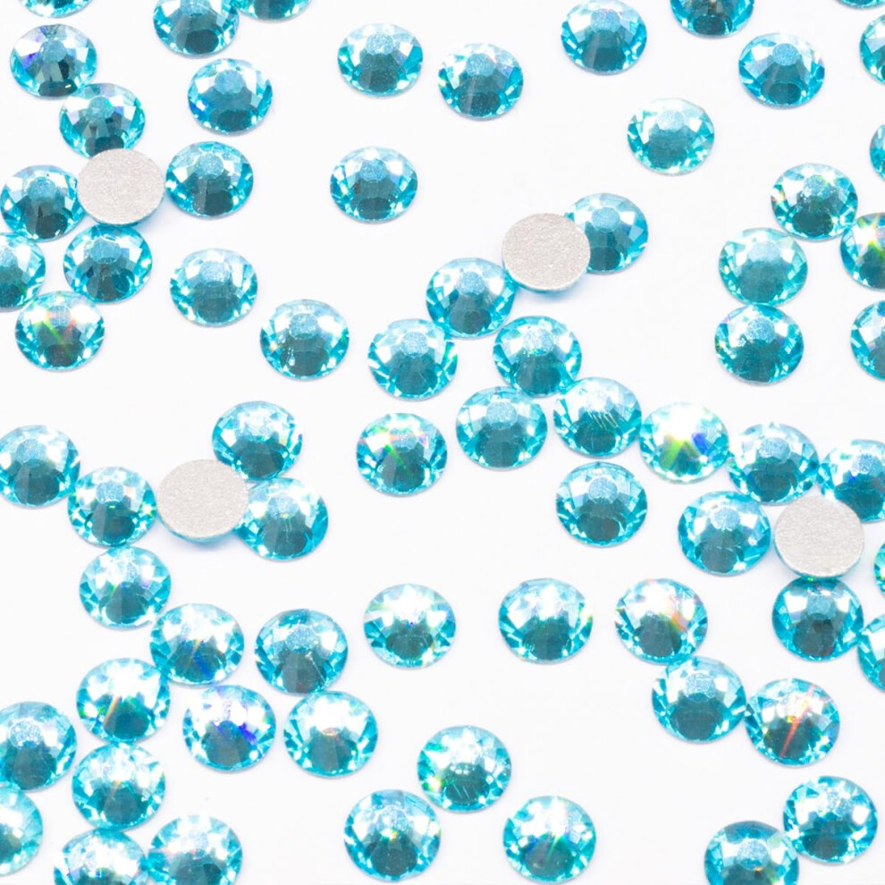 Qiipii Blue 1440Pcs Ss16 4.0Mm Aquamarine Flatback Rhinestones Bulk K9 Glass Water Crystals Nail Art Gems Round Stones Diamonds Lake Nail Charms Jewels