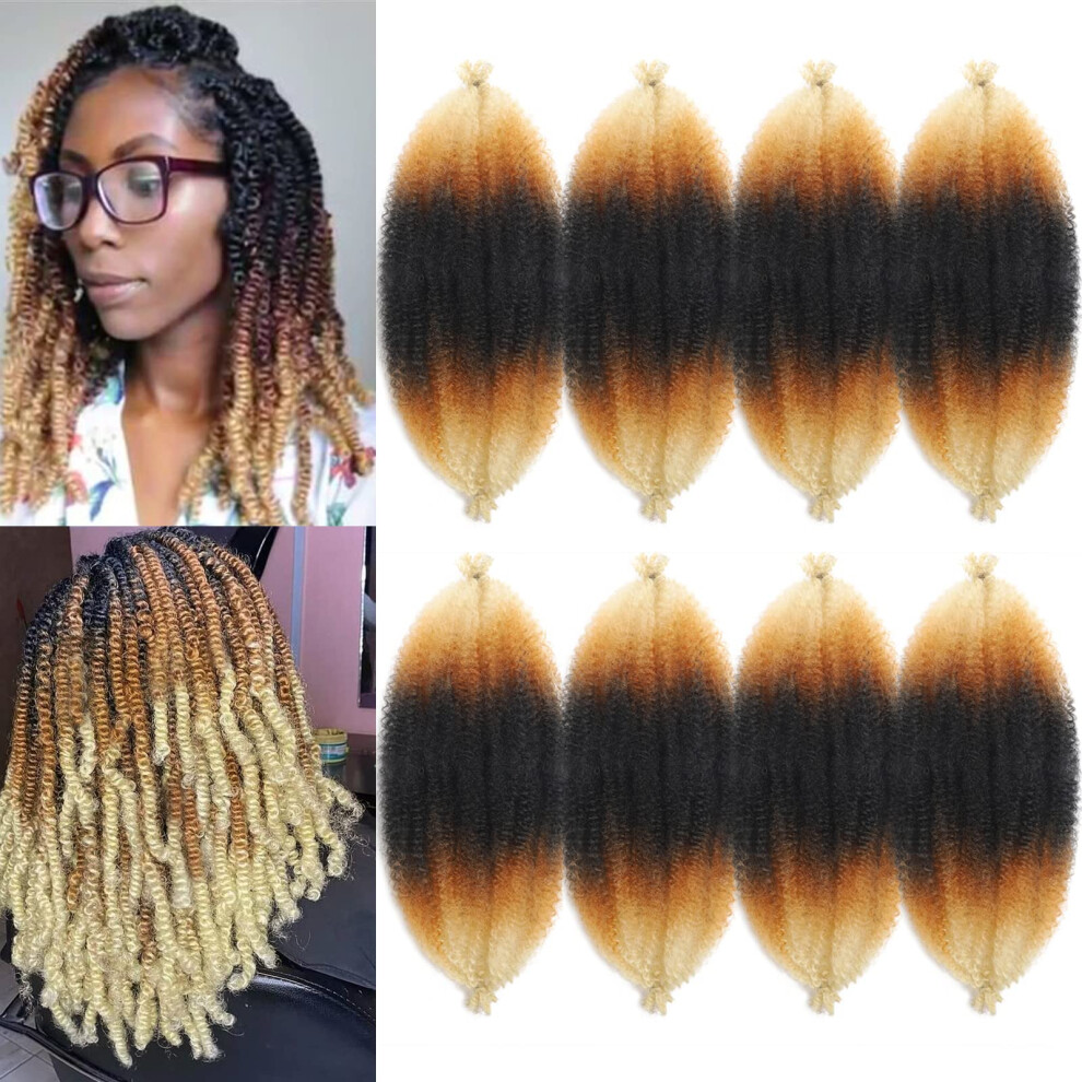 Parceria Unisex 12 Inch Springy Afro Twist Hair 8 Packs Marley Twist Braiding Hair Pre-Fluffed Spring Twist Hair Kinky Hair Afro Twist Hair Marley Hair For Faux Locs