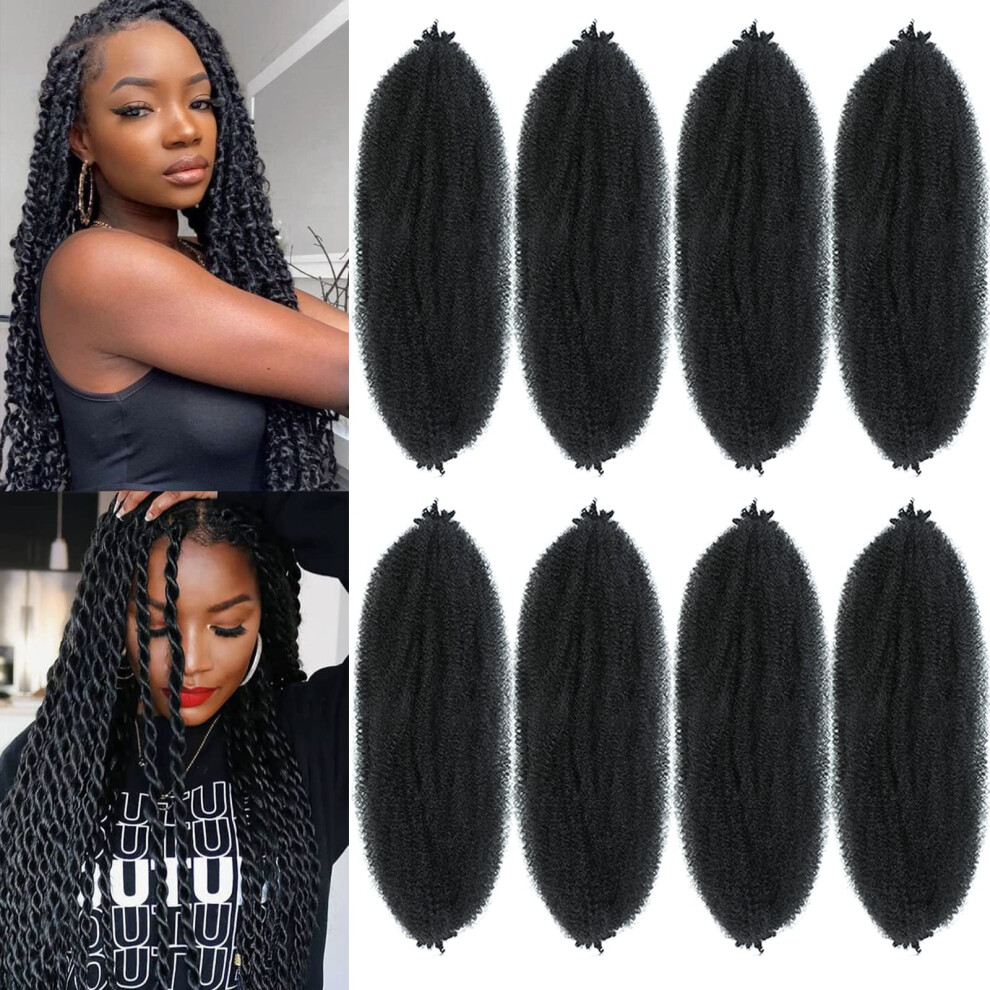 Parceria Unisex 16 Inch Springy Afro Twist Hair 8 Packs Marley Twist Braiding Hair Pre-Fluffed Spring Twist Hair Kinky Hair Afro Twist Hair Marley Hair For Faux Locs