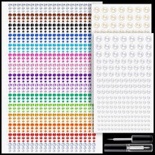 1294 Stuks Strass en Parels Stickers 3-8mm Helder&Kleurige Edelstenen + Beige Parels Plak Gems voor Gezicht