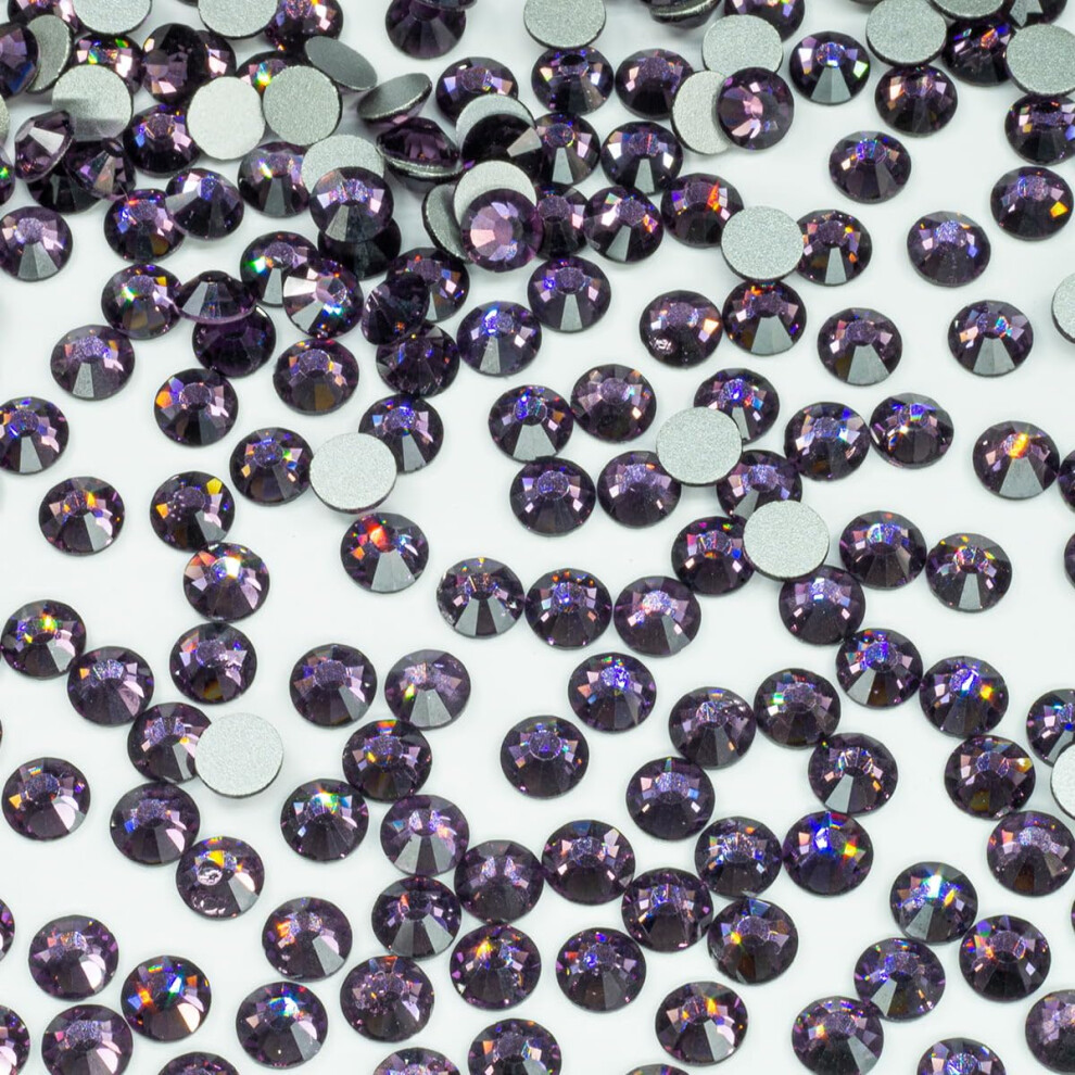 Qiipii Purple 2880Pcs Ss10 2.8Mm Tanzanite Flatback Rhinestones Bulk K9 Glass Nail Art Gems Round Beads Crystals Stones Diamonds Nail Charms Jewels Fo