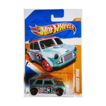 Mini Cooper MORRIS TRACK STARS 2011 Hot Wheels 10 di 15 #75 azzurro con mozzi rossi