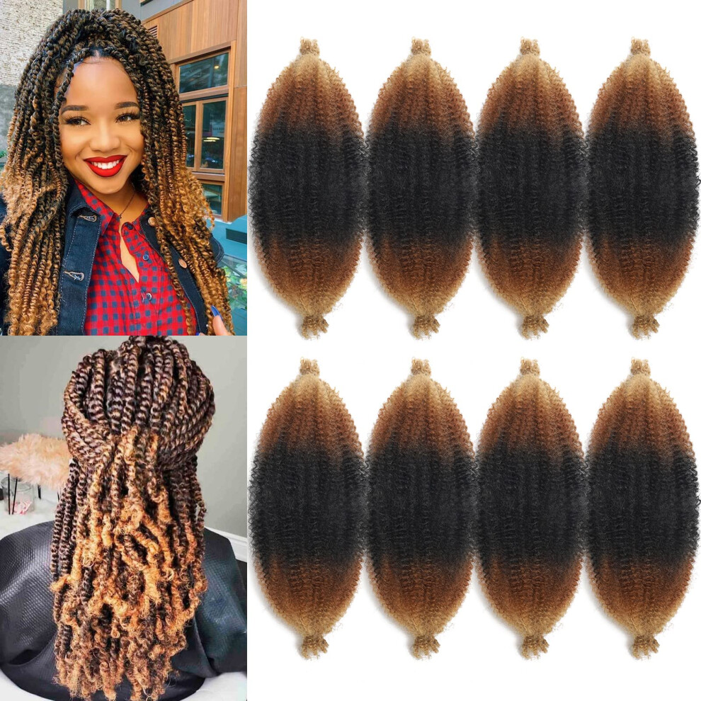 Parceria Unisex 12 Inch Springy Afro Twist Hair 8 Packs Marley Twist Braiding Hair Pre-Fluffed Spring Twist Hair Kinky Hair Afro Twist Hair Marley Hair For Faux Locs