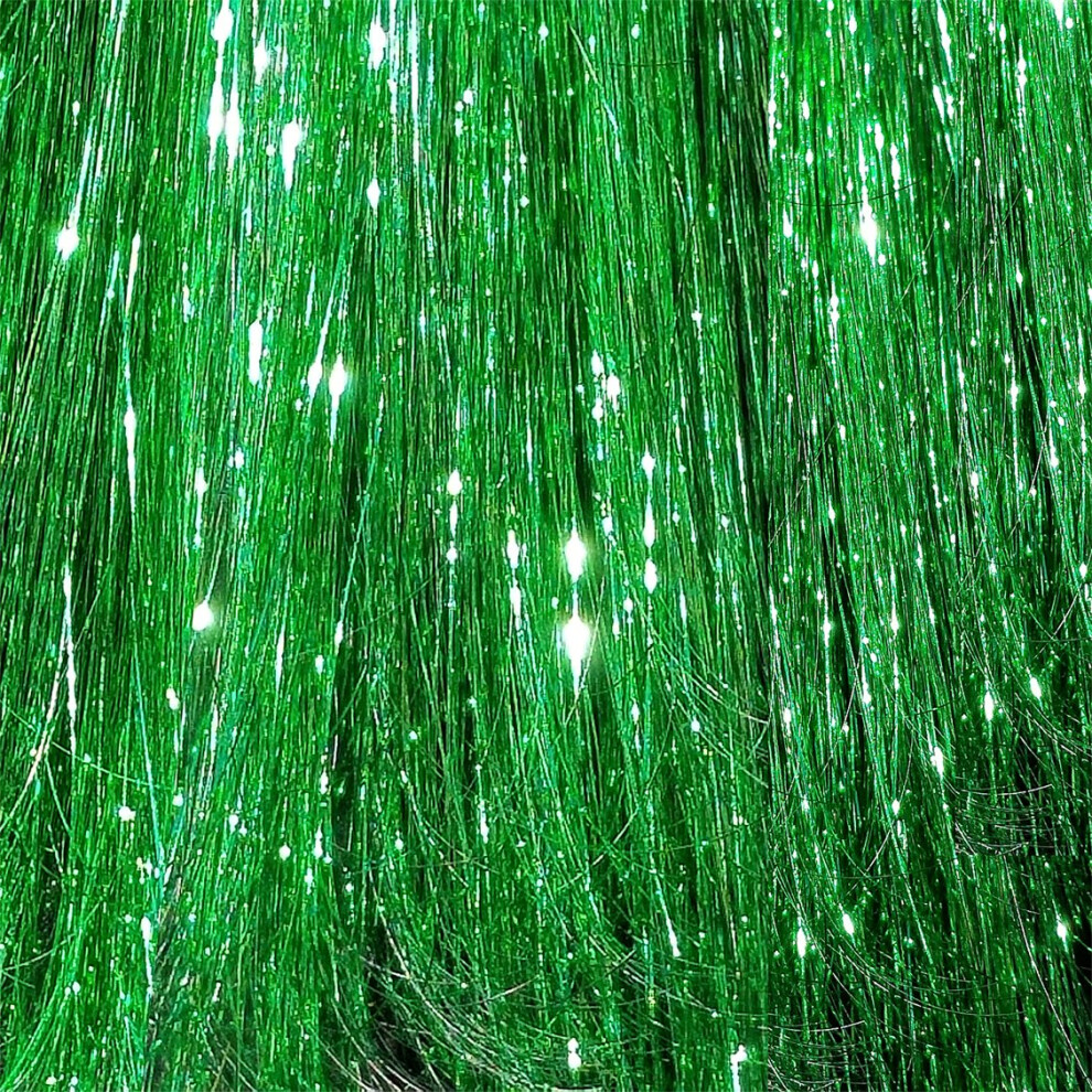 La Demoiselle Unisex Green 40"" Hair Tinsel 100 Strands (Shiny )