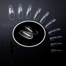 Acrylic Nail Coffin Nails Full Cover Ivtor Clear Artificial Nails Tips Ballerina Nail Art DIY at Home For Women 600Pcs 10 Sizes